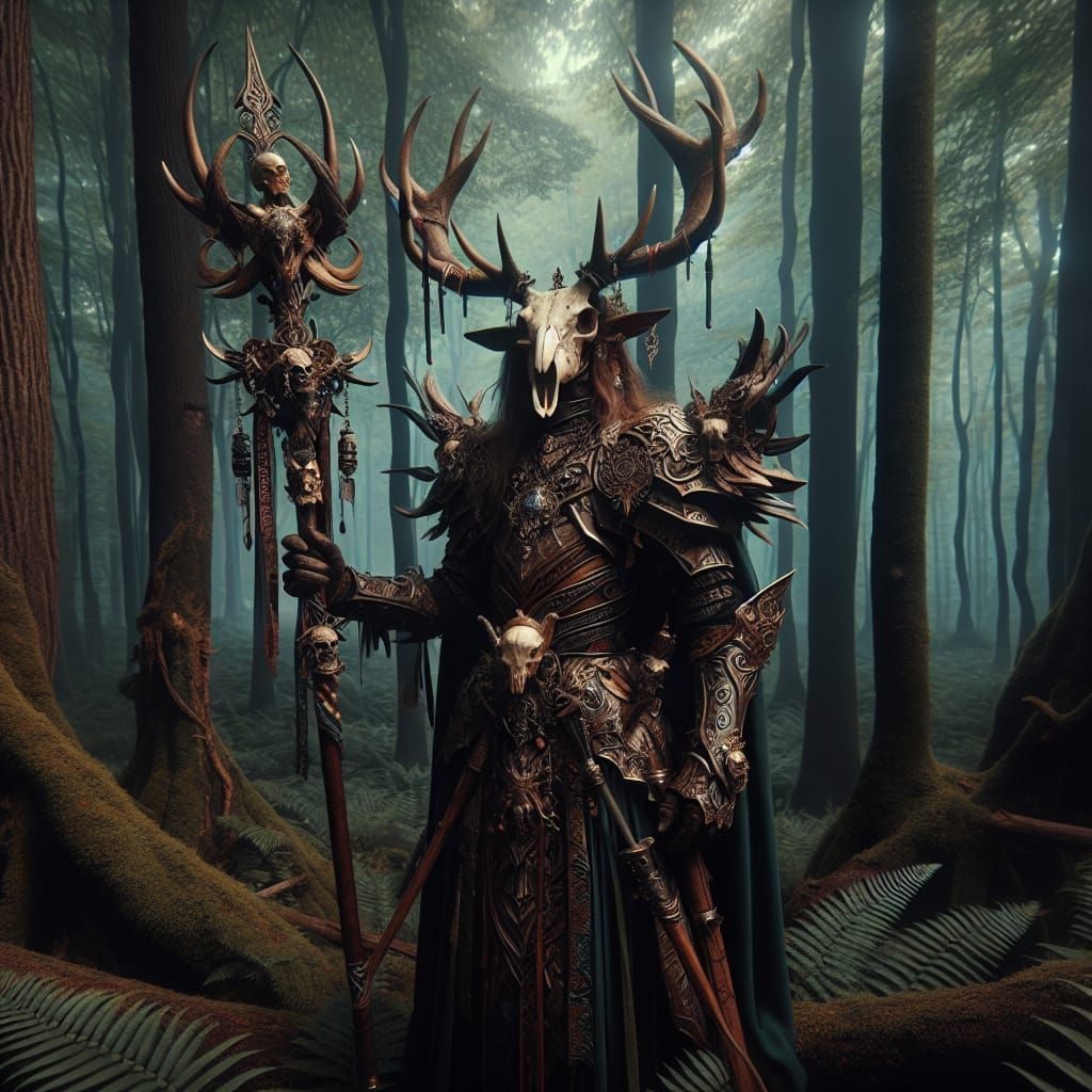 Wood Elf Warrior in Dark Fantasy Woodland