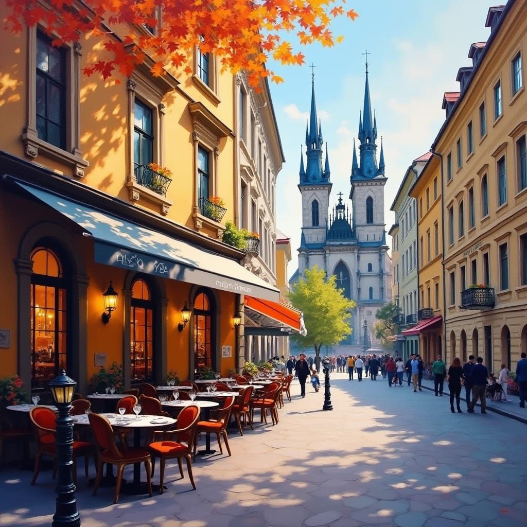 Elegant Vienna Street Scene in Autumnal Hues