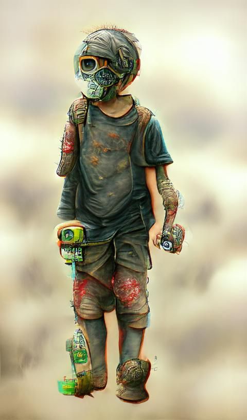 Boy in Post-Apocalyptic World, Digital Illustration