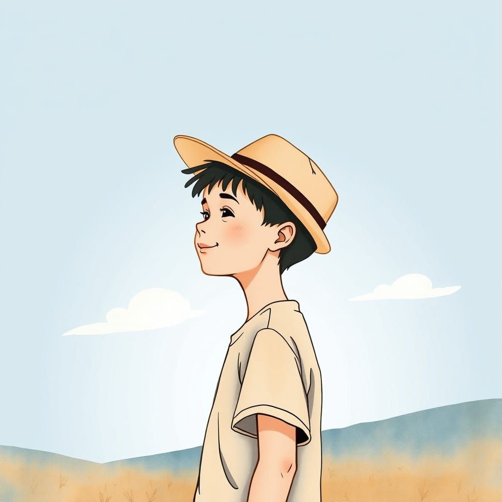 Youthful Whistler in Serene Landscape