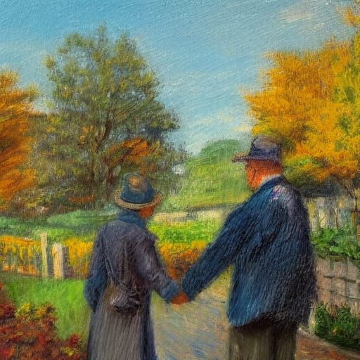 Intimate Moment: An Impressionistic Old Couple