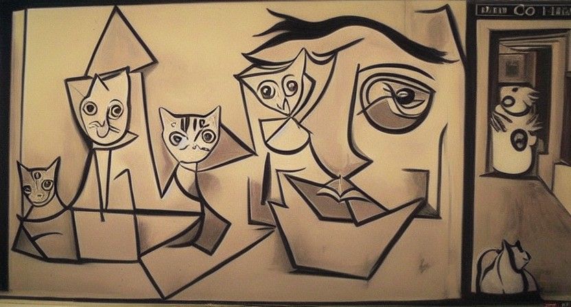 Dogs and Cats in Sepia Underground Comix Style