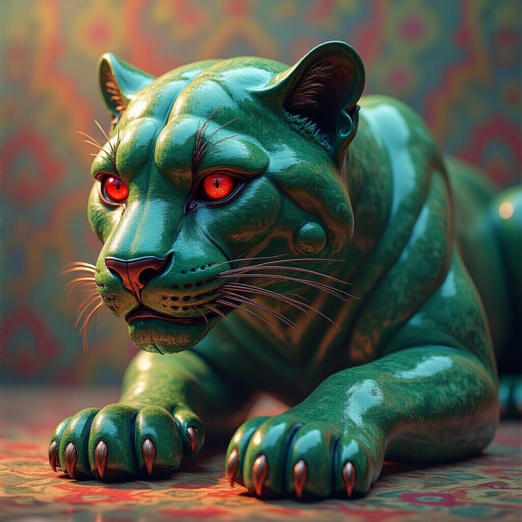 Emerald Panther with Ruby Eyes in Photorealistic Style