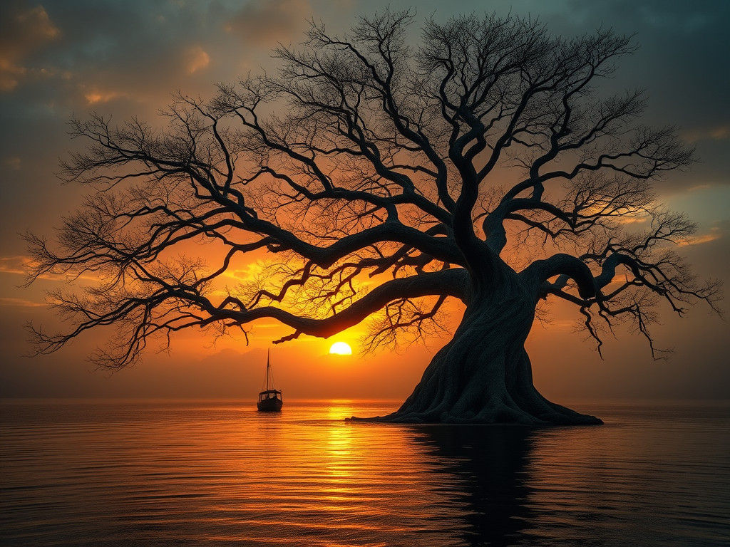 Twisted Tree Majesty in Sunset Glow