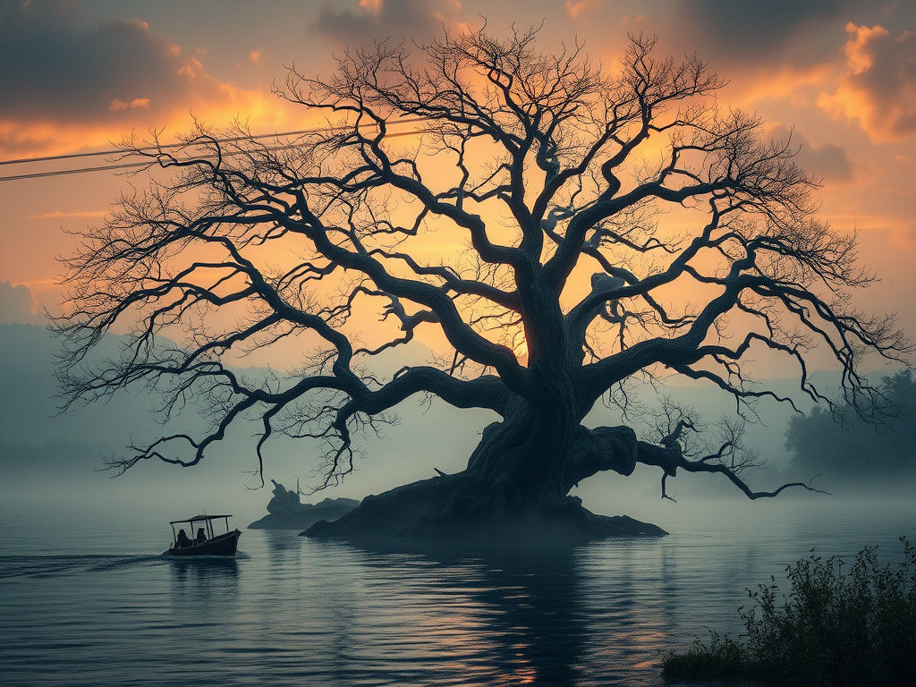 Majestic Twisted Tree in Sunset Glow