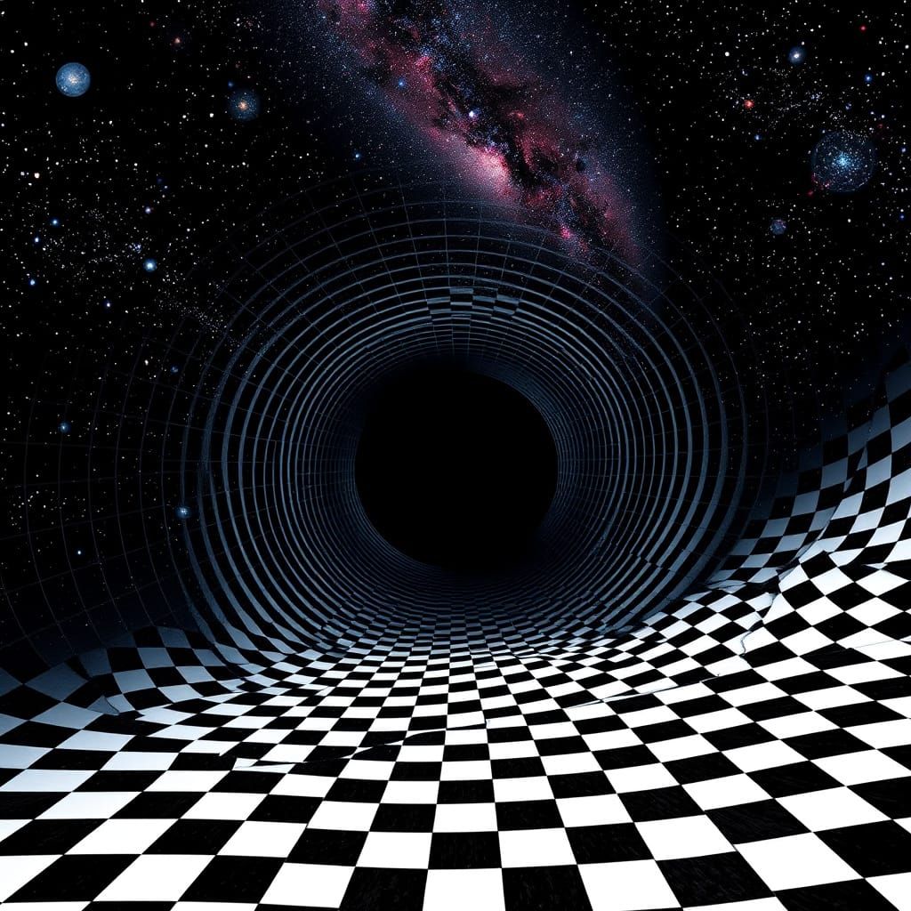 Escher-Inspired Wormhole Vortex with Impossible Grids
