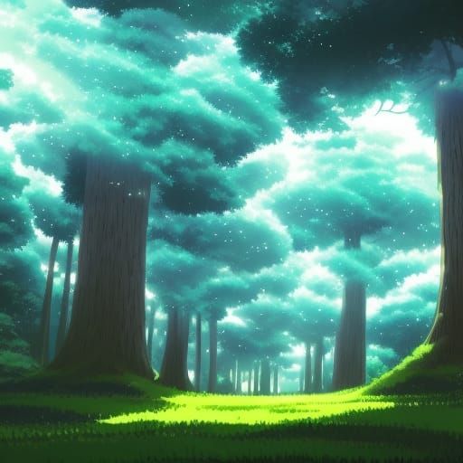 Electric Blue Lightning Forest: Anime Key Visual