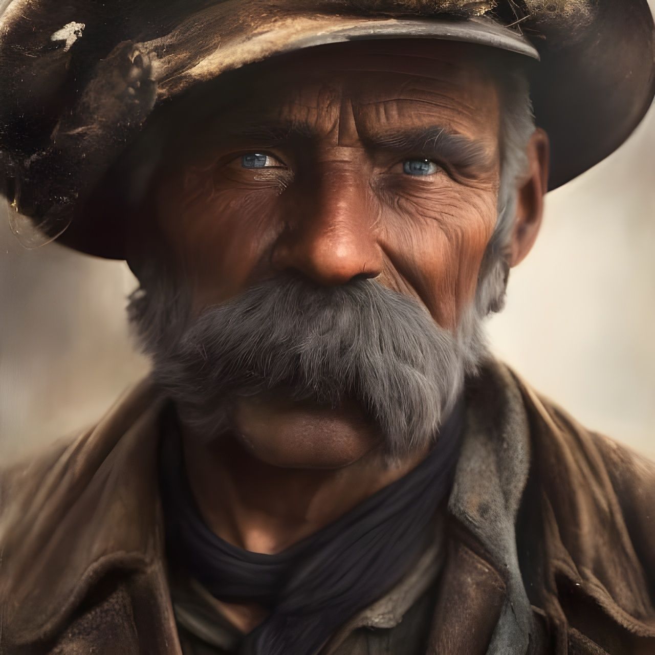 19th Century Coal Miner Portrait, Detailed Photography