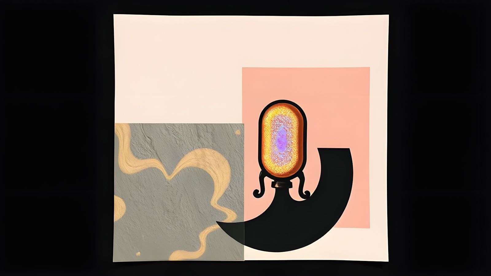 Surreal Minimalist Collage of Iridescent Object