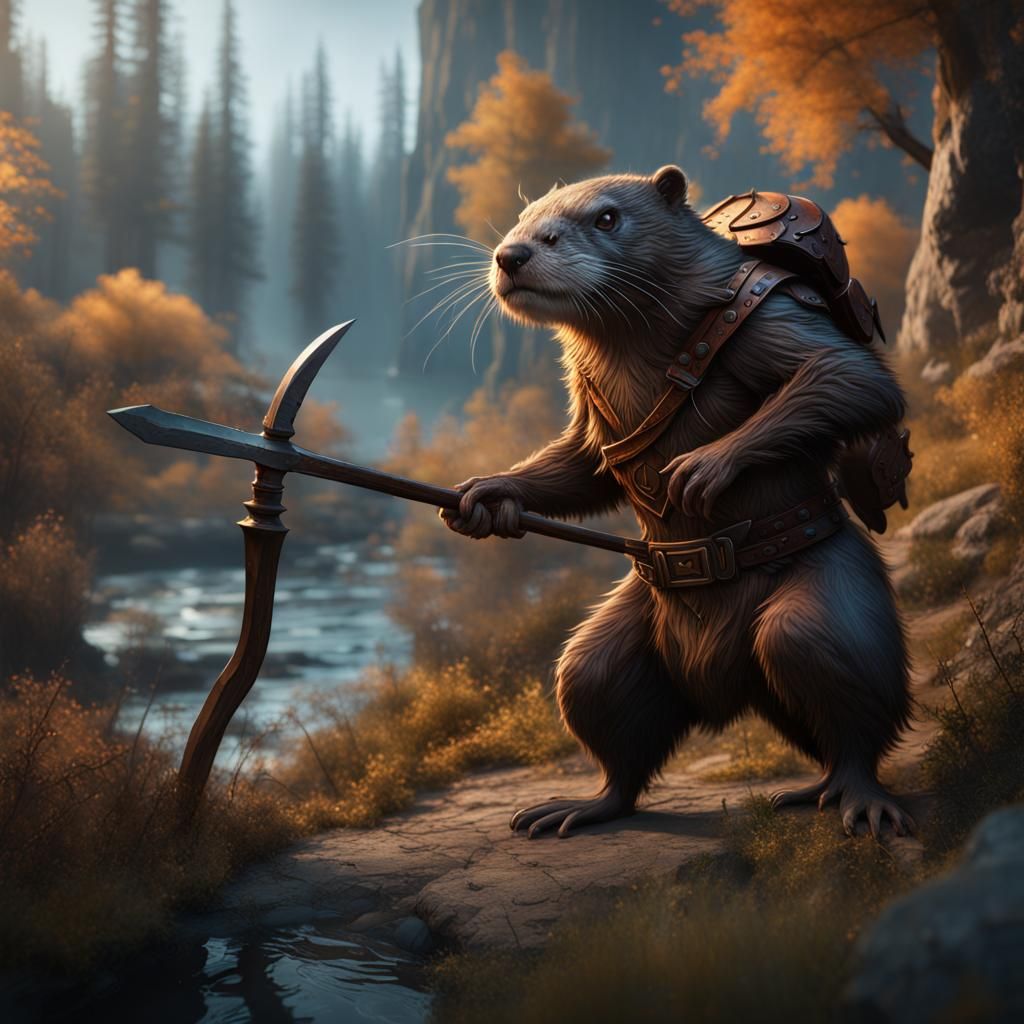 Beaver Assassin in Detailed Matte Painting Style