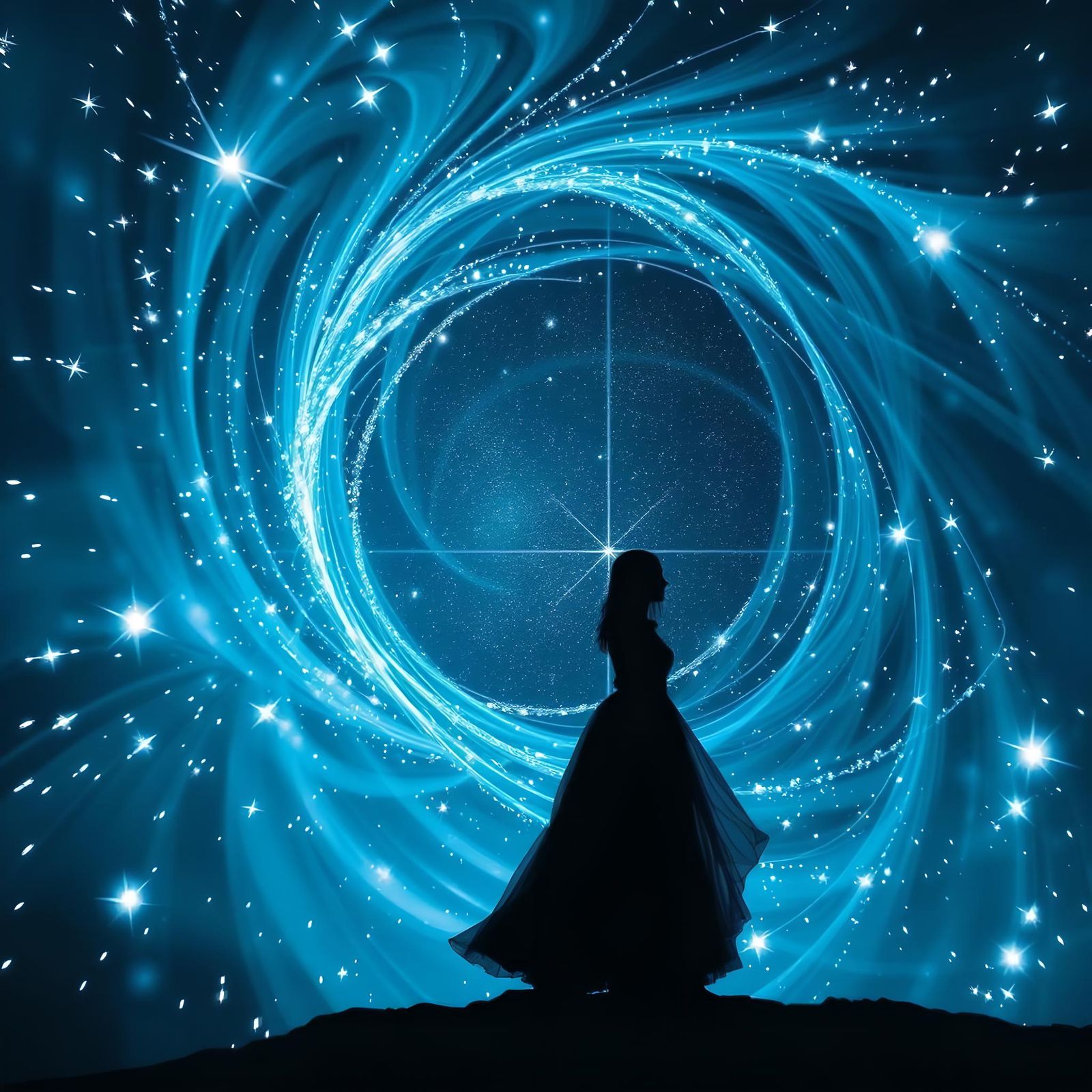 Gossamer Solarpunk Vortex with Platinum Swirls