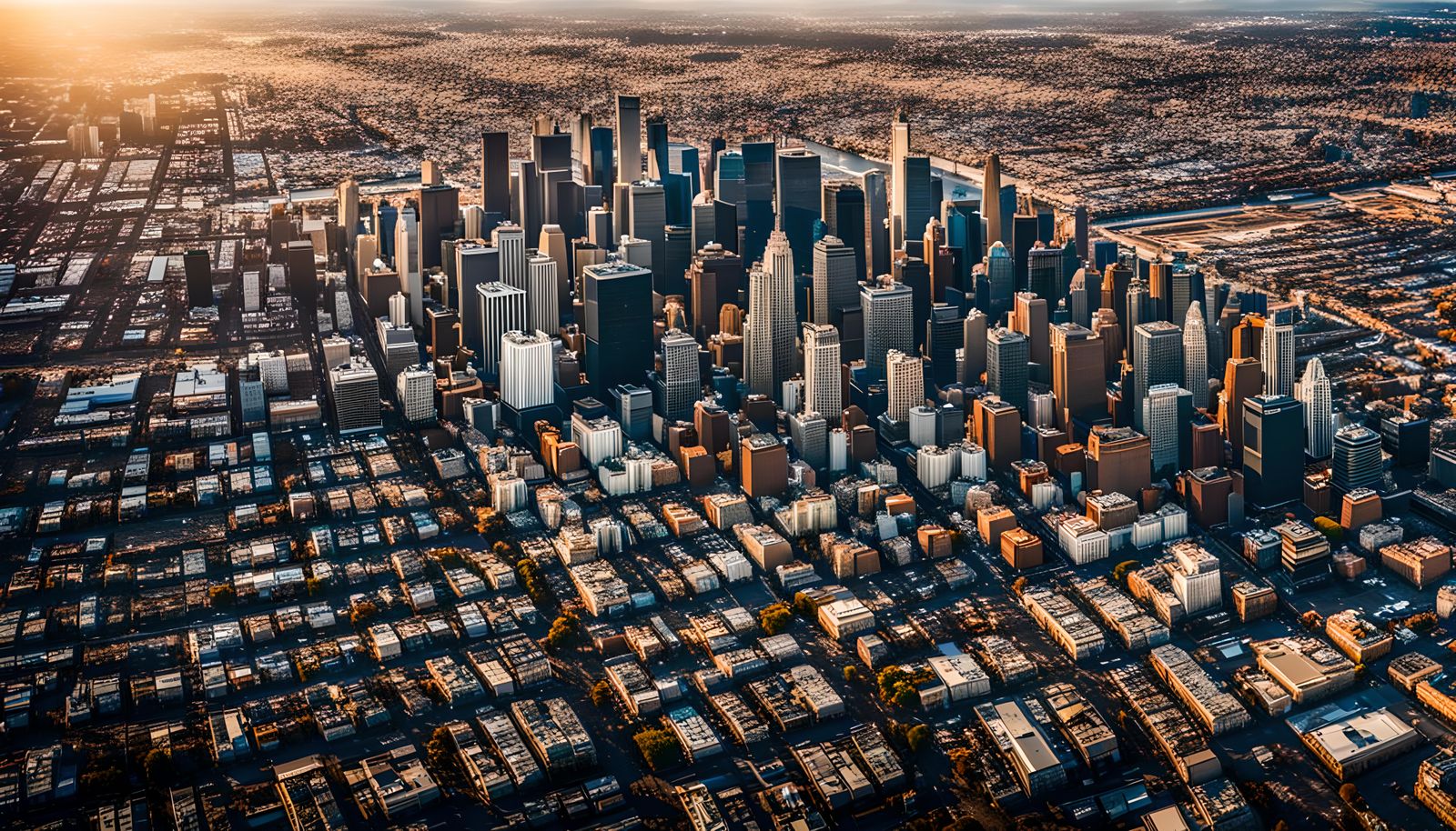 Aerial Cityscape of Combined Los Angeles and New York