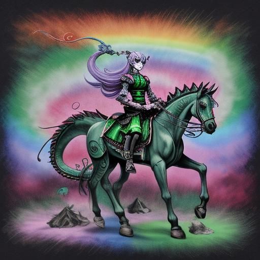 Rainbow Pastel Goth Dragons and Centaurs