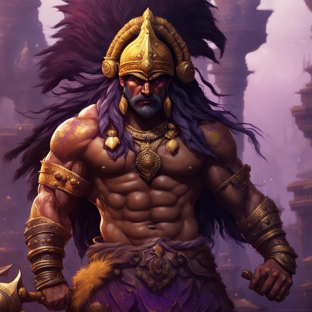 Indian Barbarian Warrior in Dark Fantasy Style
