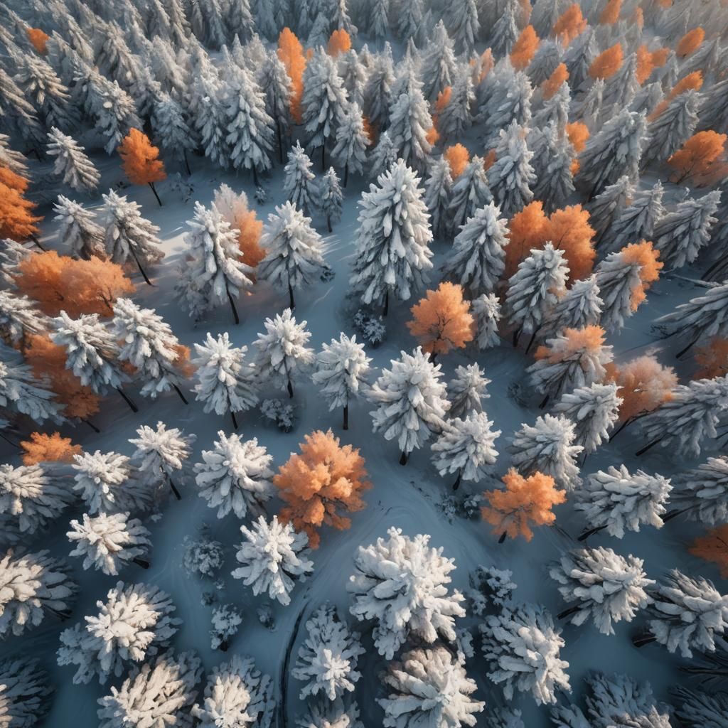 Impressionist Winter Landscape with Snow-Covered Trees