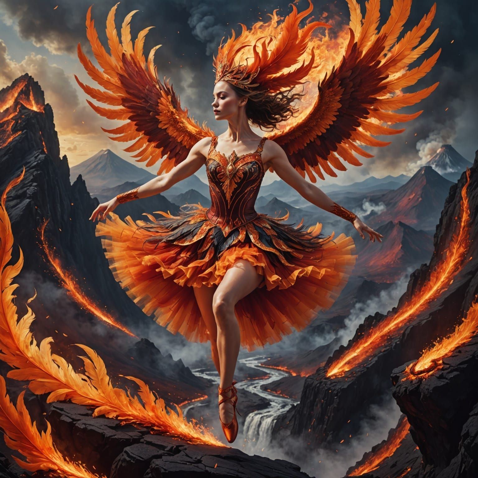 Ballerina of Fire Leaps Over Lava