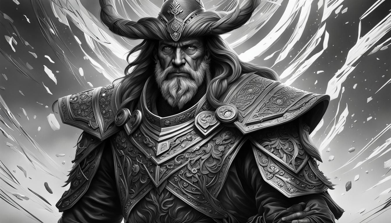 Elegant Dark Fantasy Portrait in Black and White