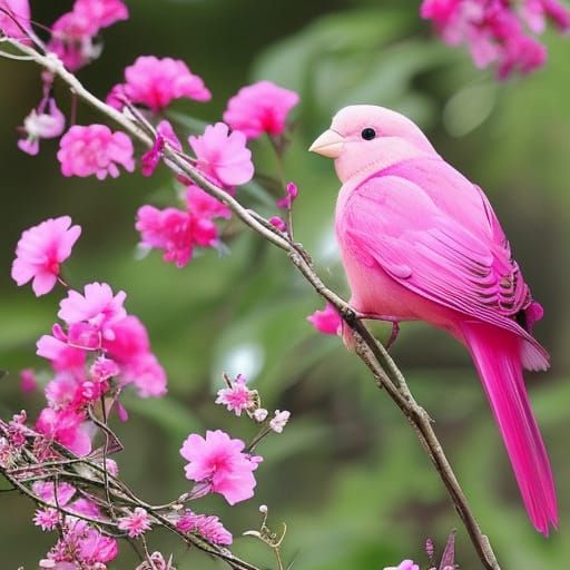 Whimsical Pink Bird Illustration