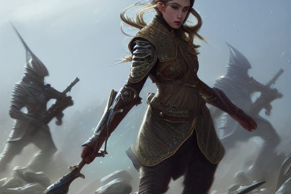 Elven Battalion on Battlefield in Digital Art Style