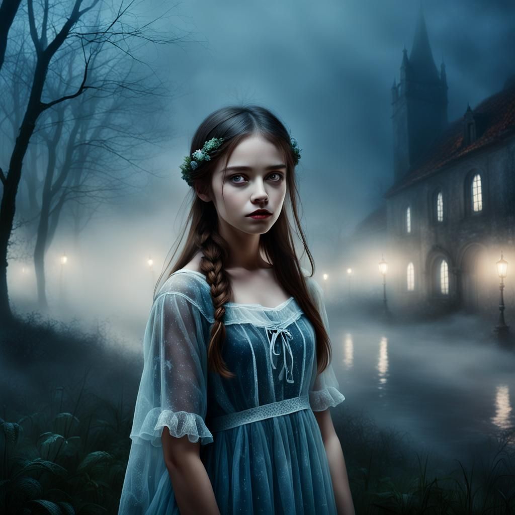 Ethereal Face in Misty Dreamscape