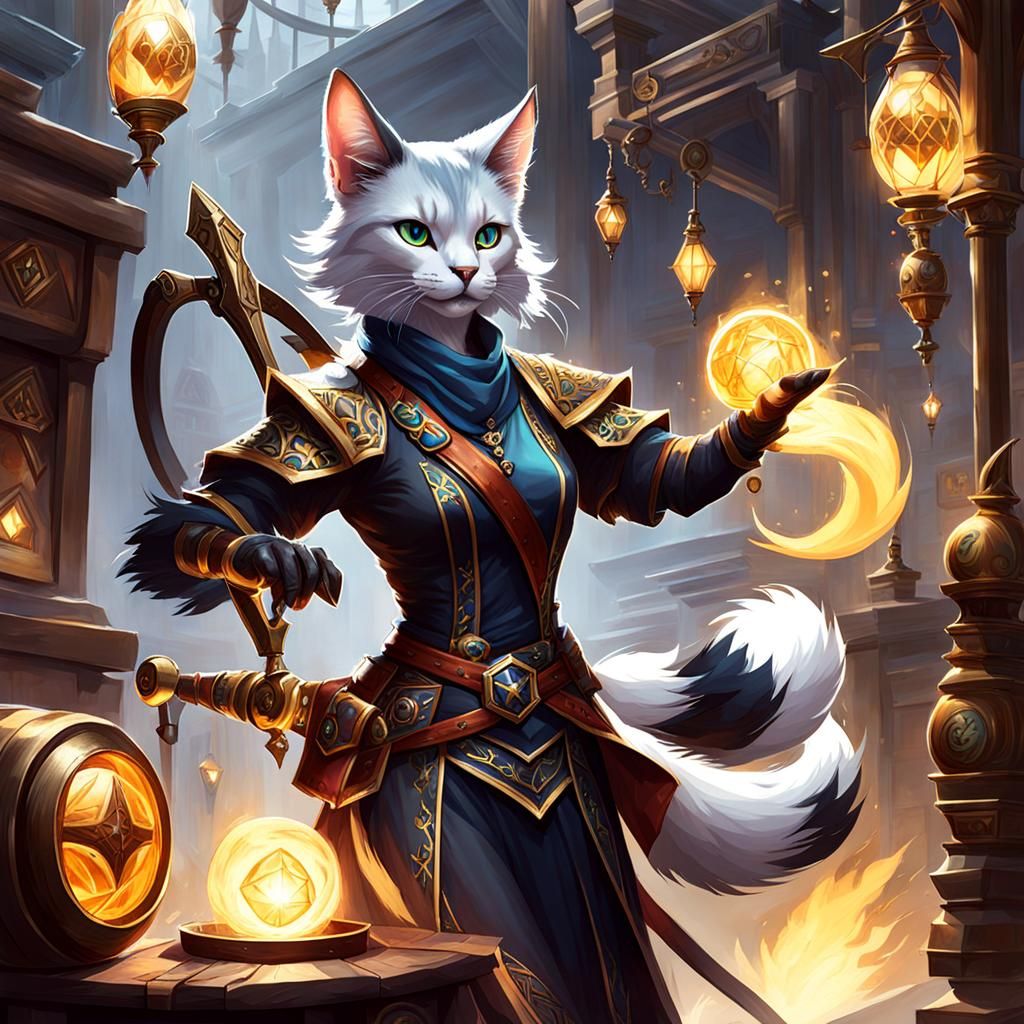 Female Catfolk Kineticist Character Art