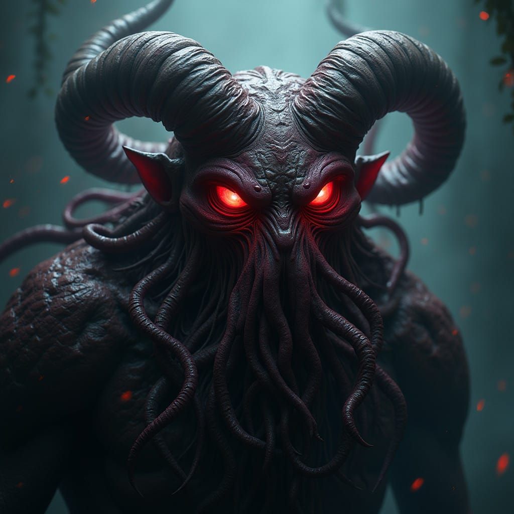 Dark Fantasy Demon in Macabre Art Nouveau Style