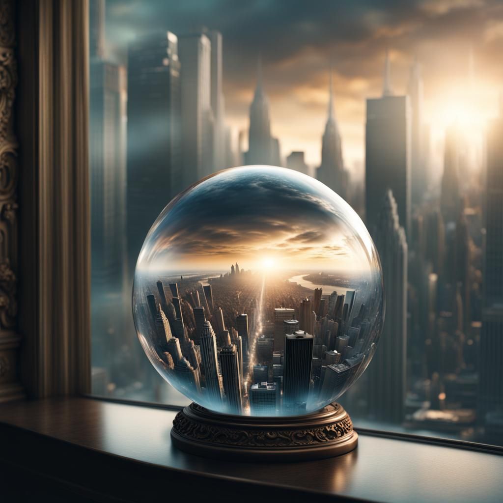 City in Glass Orb: Digital Matte Painting