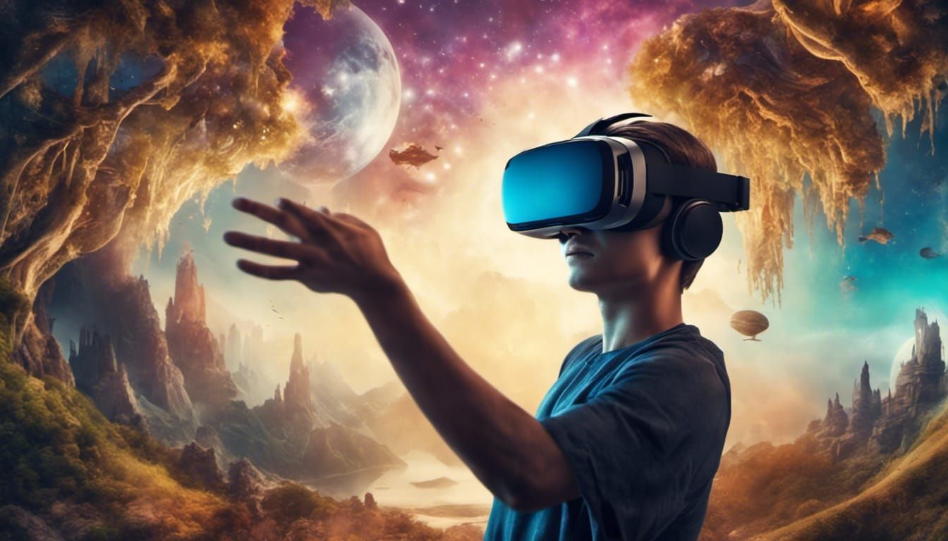 VR Headset Close-up in Fantasy World