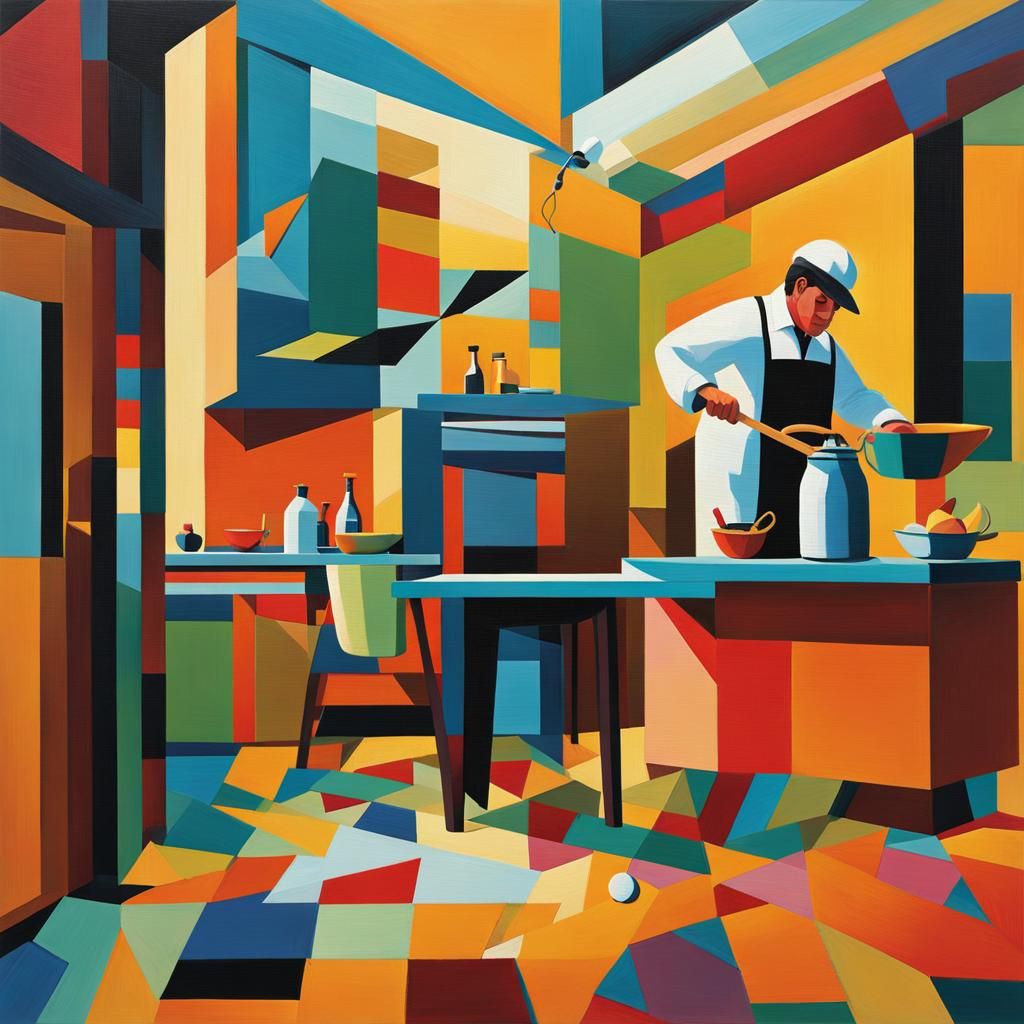 Fly Swatter in Kitchen: Impressionist Expressionist Oil Pain...