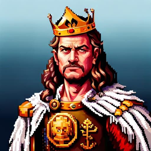 Pixel Art Portrait of an Old King