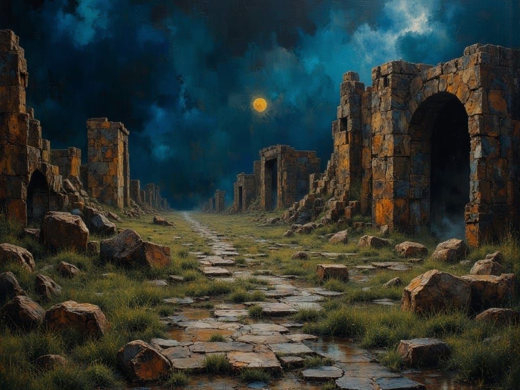 Ancient Civilization Ruins in Dramatic Lighting