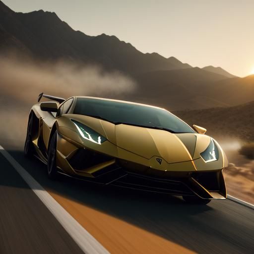 Lamborghini Races Into Sunset: Cinematic Film Still