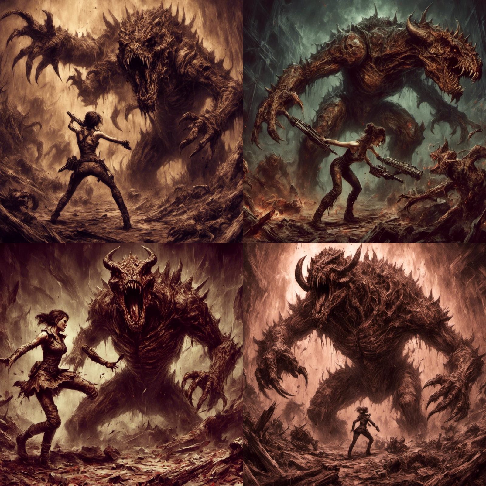 Fallout Vault Girl Battles Deathclaw