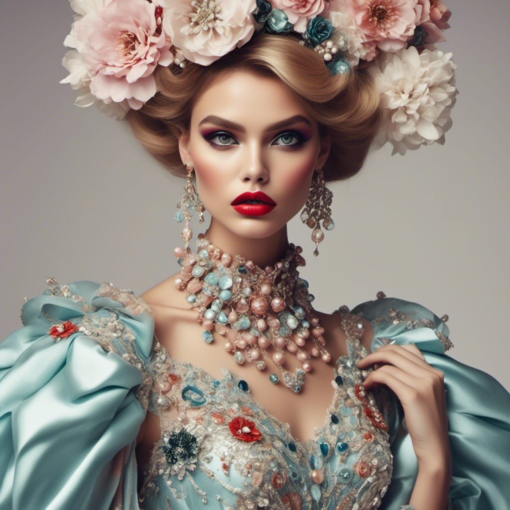 Avant-Garde Fashion Model in Anime Style