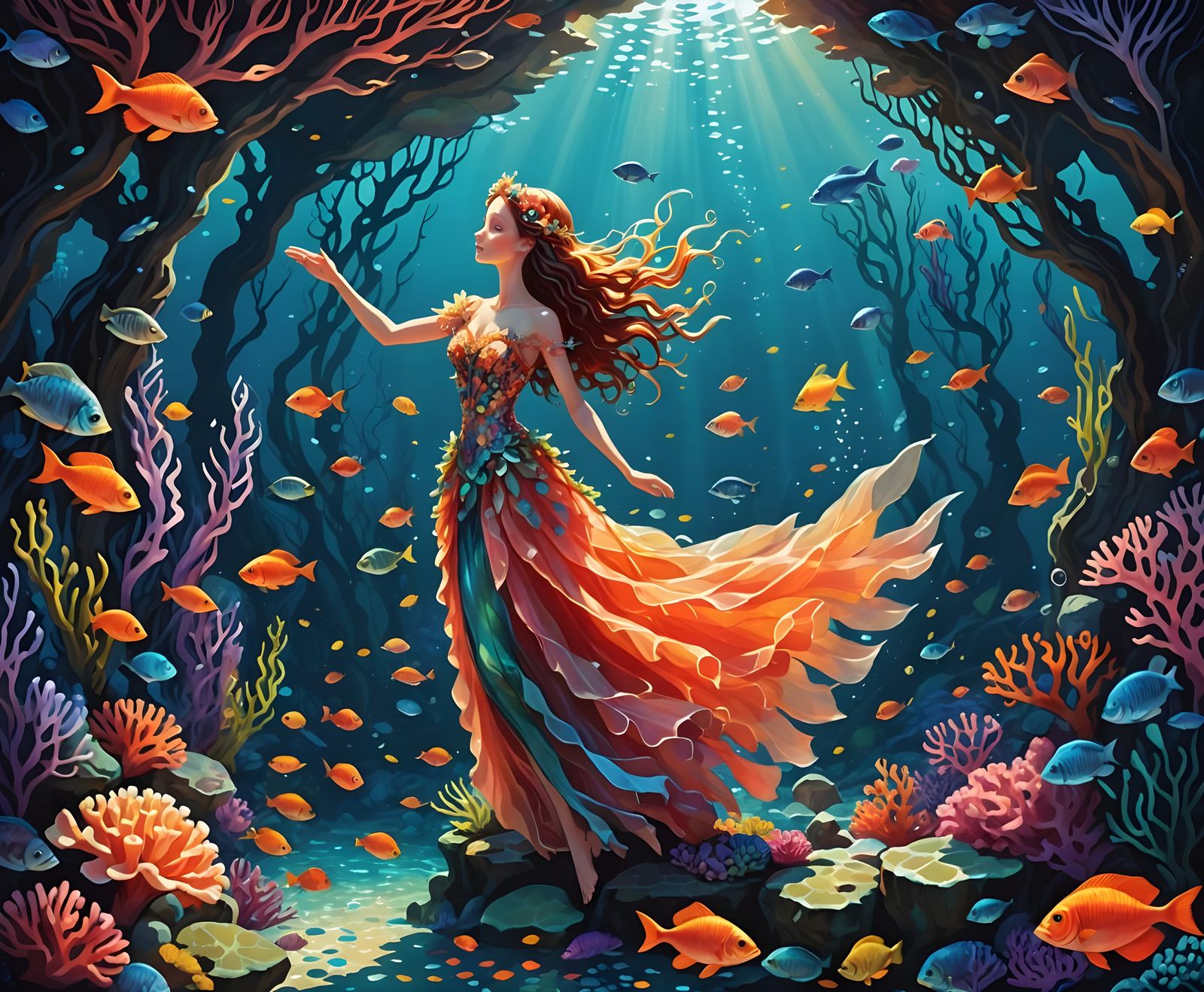 Coral Fairy in Reef as Underwater Painting