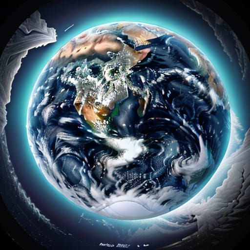 Rotating Earth in Hyperrealistic Splash Art Style