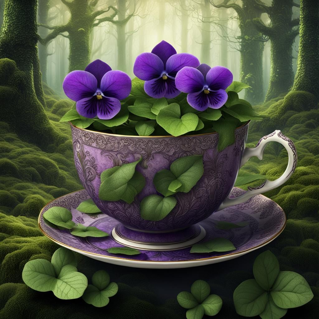 Spring Forest Teacup in Detailed Matte Painting