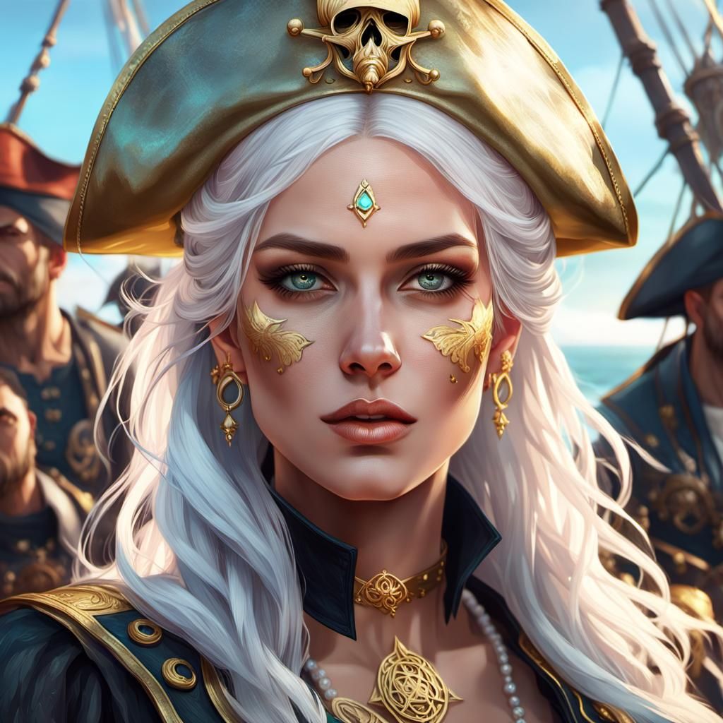 Pirate Queen Portrait in Hyperdetailed Style