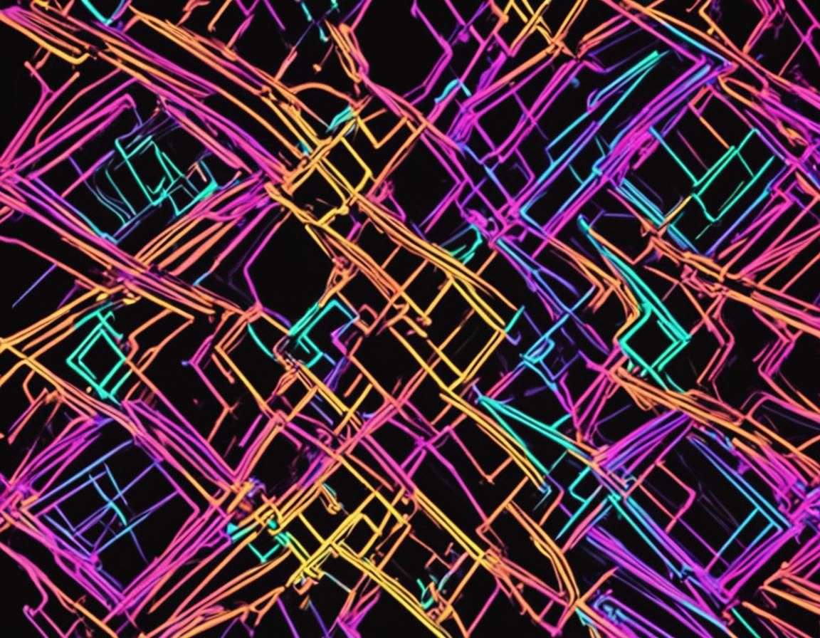 Synthwave Patterns on Vanta Black Background