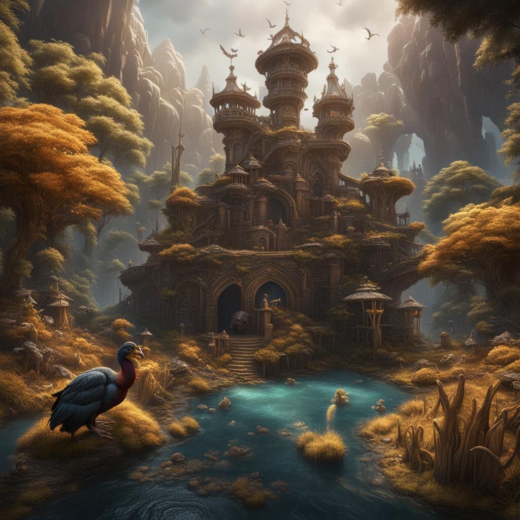 Detailed Dodo Matte Painting in Deep Color