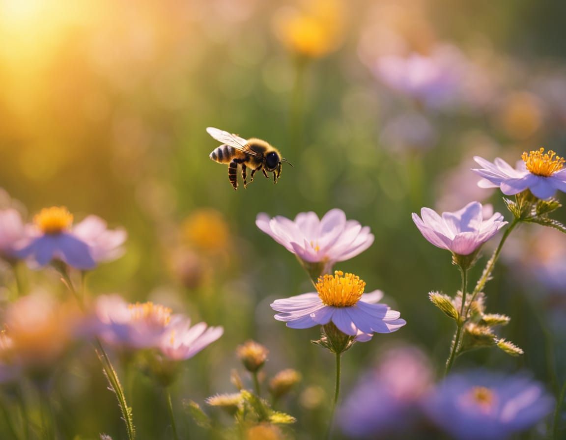 Impressionist Macro Photography of Bees and Wildflowers in G...