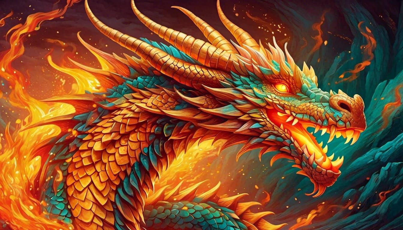 Majestic Turquoise Dragon in Vivid Detail