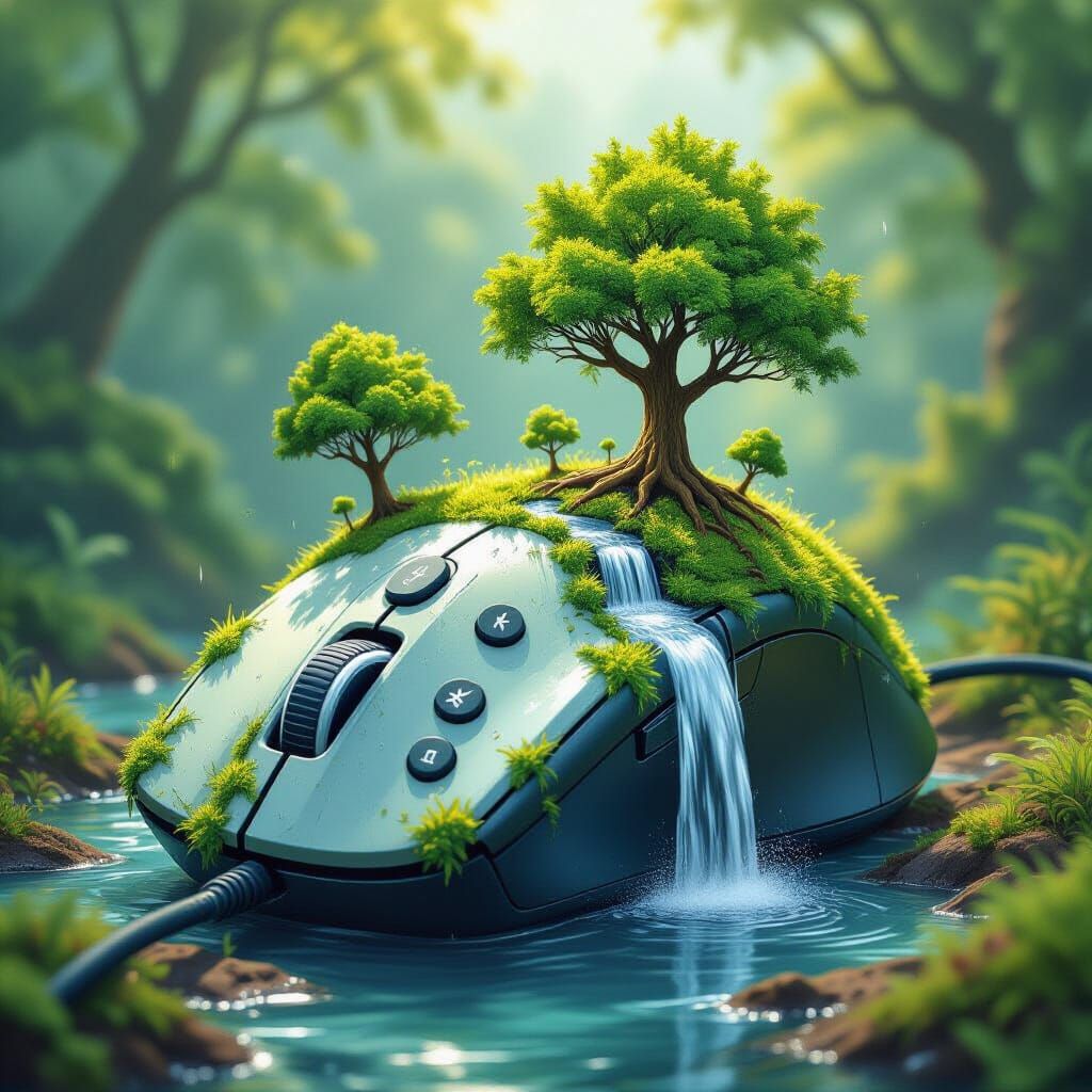 Overgrown Computer Mouse: Nature's Tech Takeover