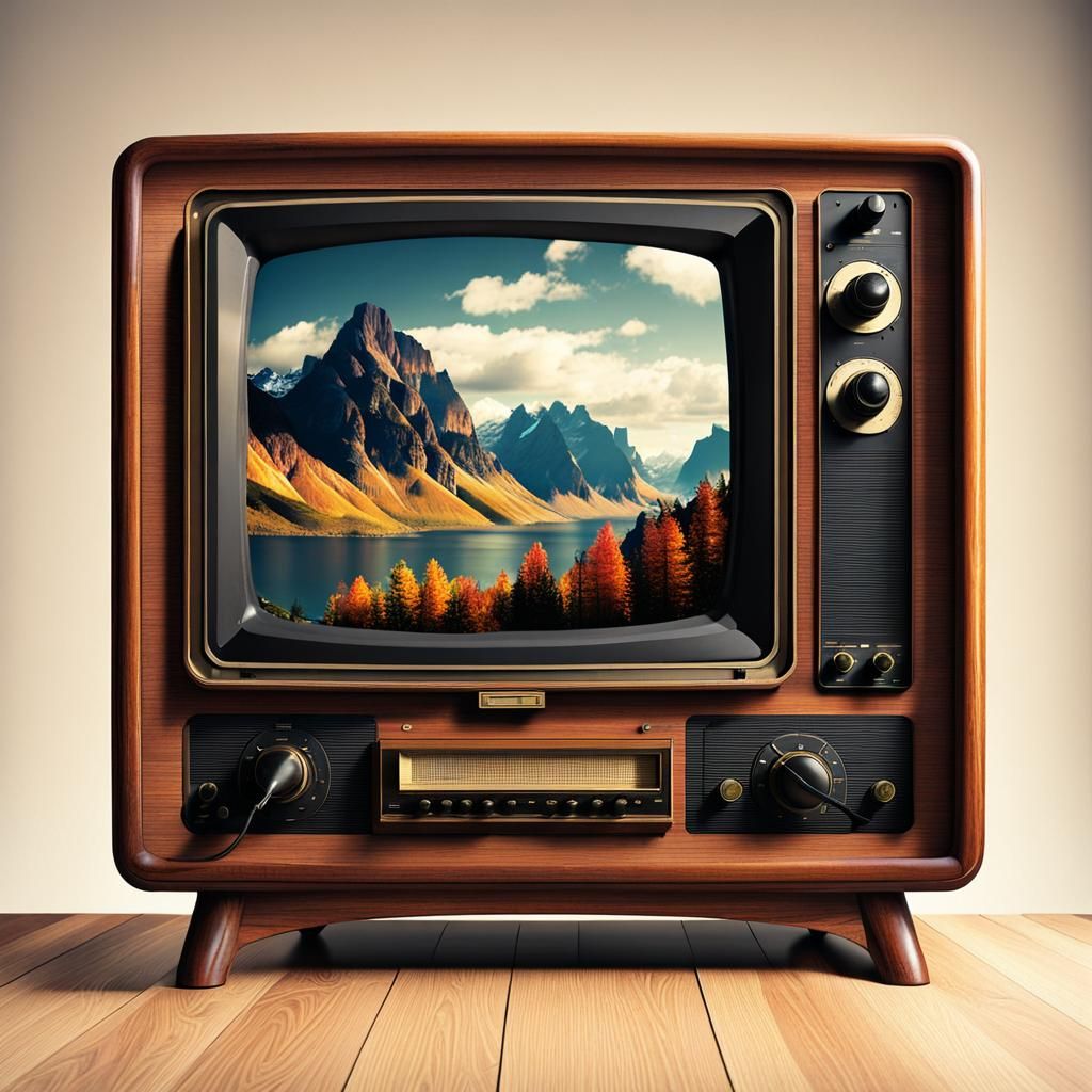 Vintage Wooden Tube Television