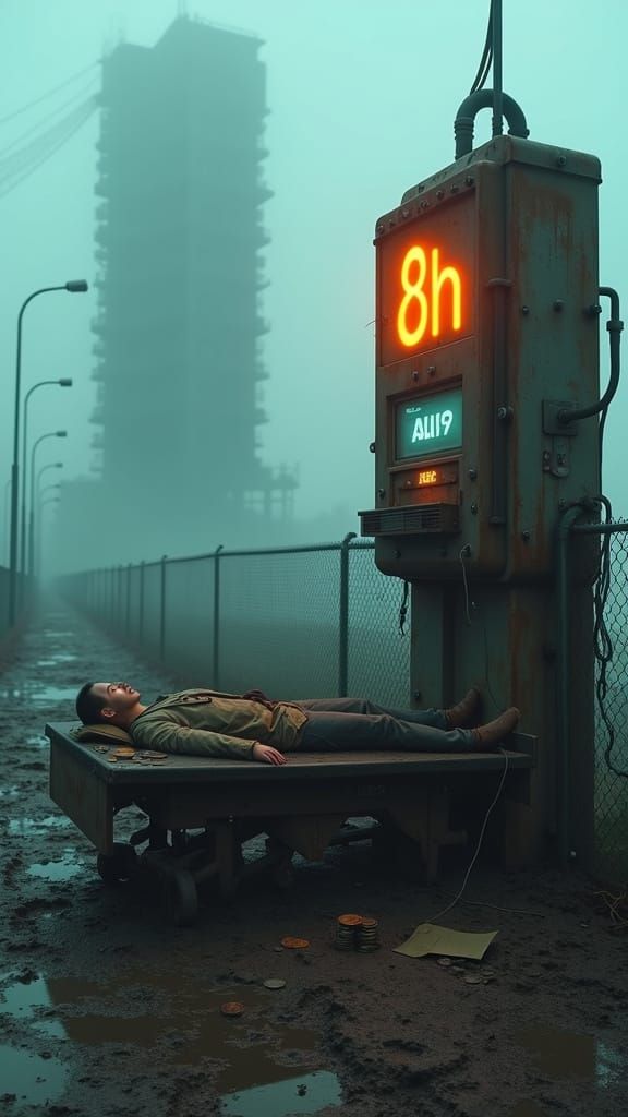 Dystopian Industrial Nightmare: Rusty Clock Machine and Exha...