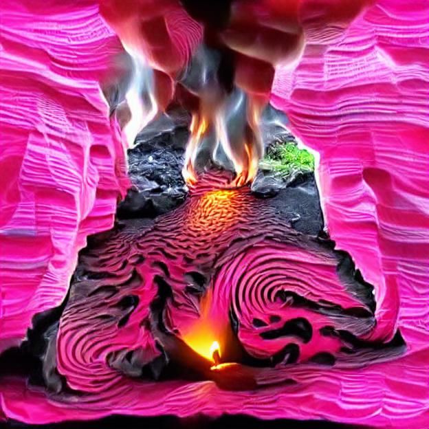Psychedelic Optical Illusion with Glowing Lava