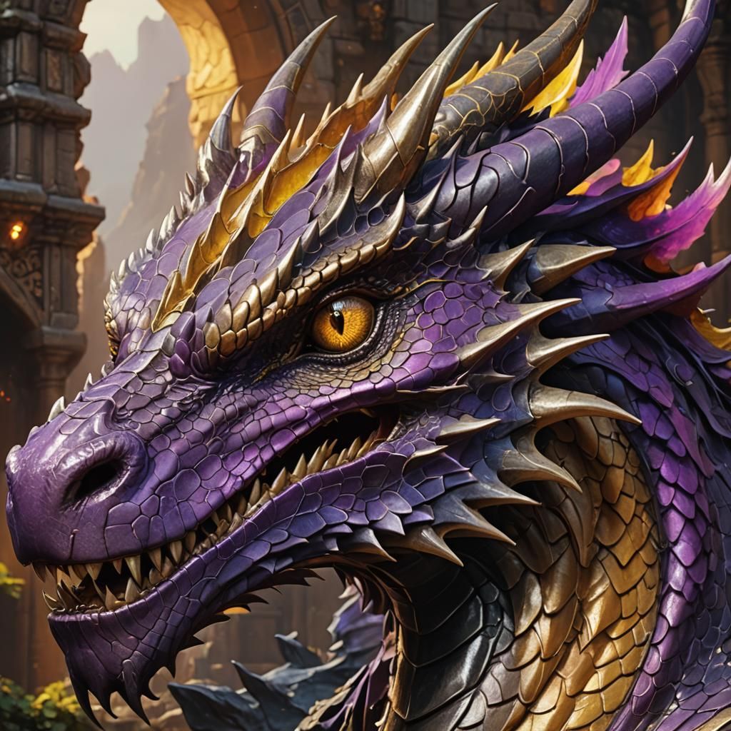 Detailed Dragon Profile in Dark Fantasy Style