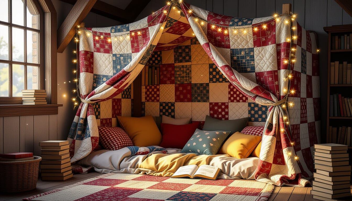 Whimsical Blanket Fort in 3D Shading Style