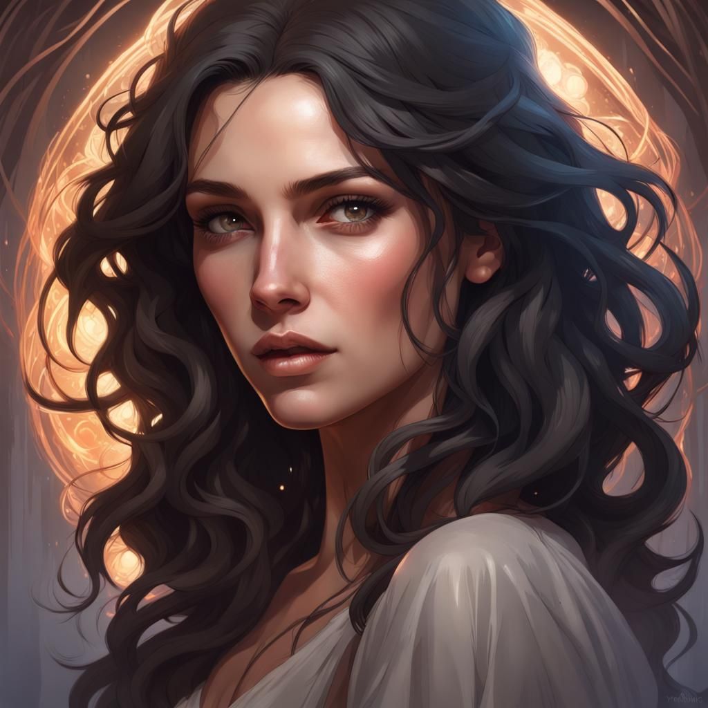 Mysterious Teen Sorceress Portrait in Hyperdetailed Style