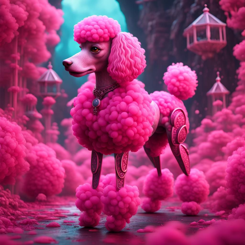 Fantastical Pink Poodle Concept Art in 8k